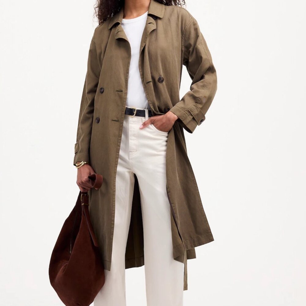 madewell Belted Trench Coat in Drapey Twill (xs)